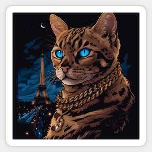 Bengal cat In Paris Sticker